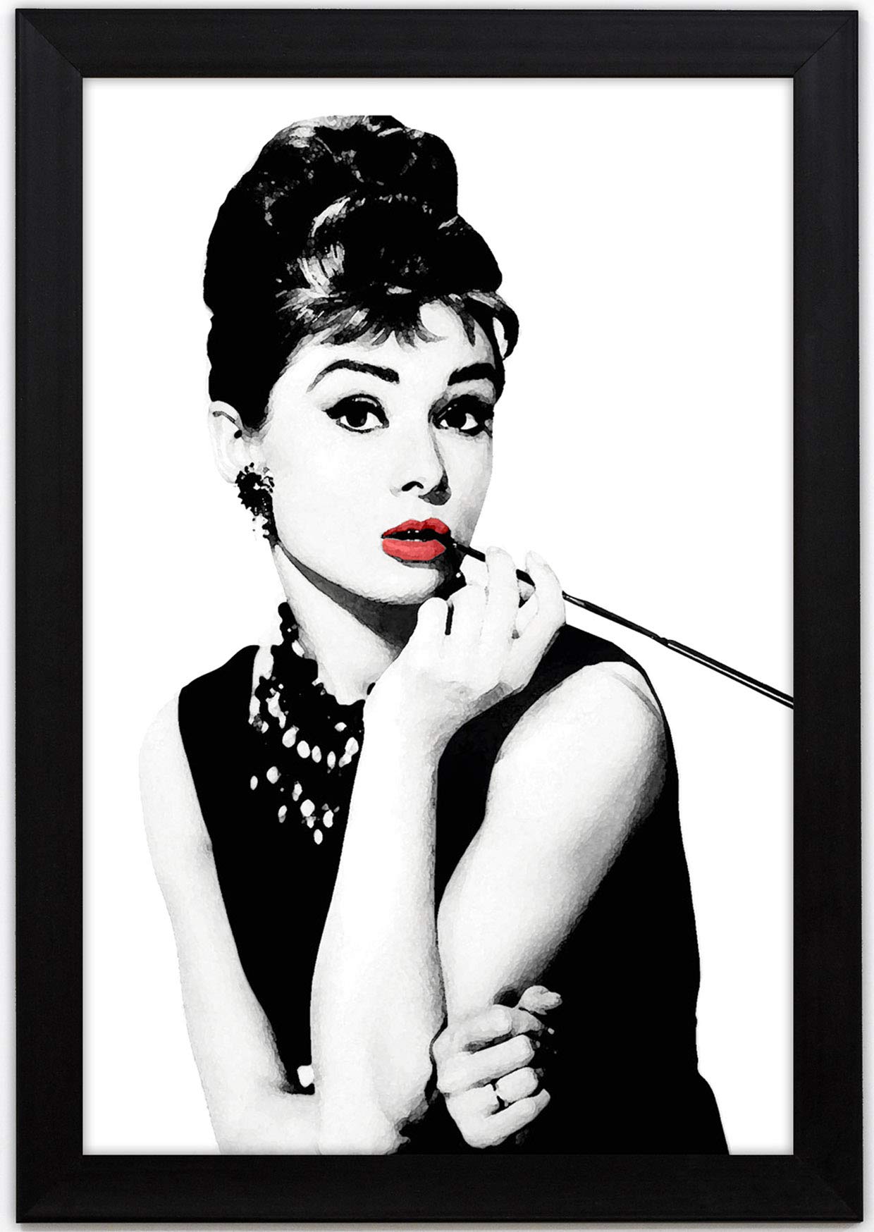 Braj Art Gallery Audrey Hepburn Cigarette Framed Poster Size 13.5